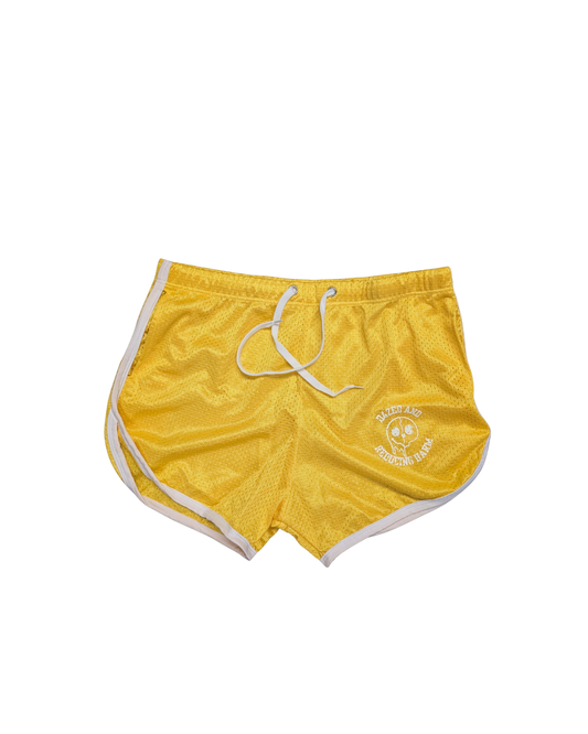 Dazed & Reducing Harm - Fitted Vintage Shorts - Yellow Mesh